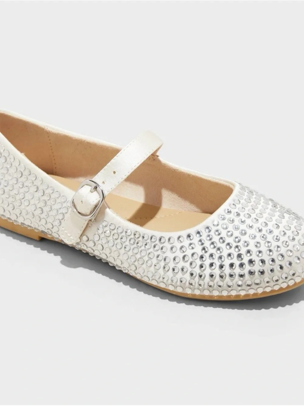 art class White Rhinestone Mary Jane Flats for Kids b179